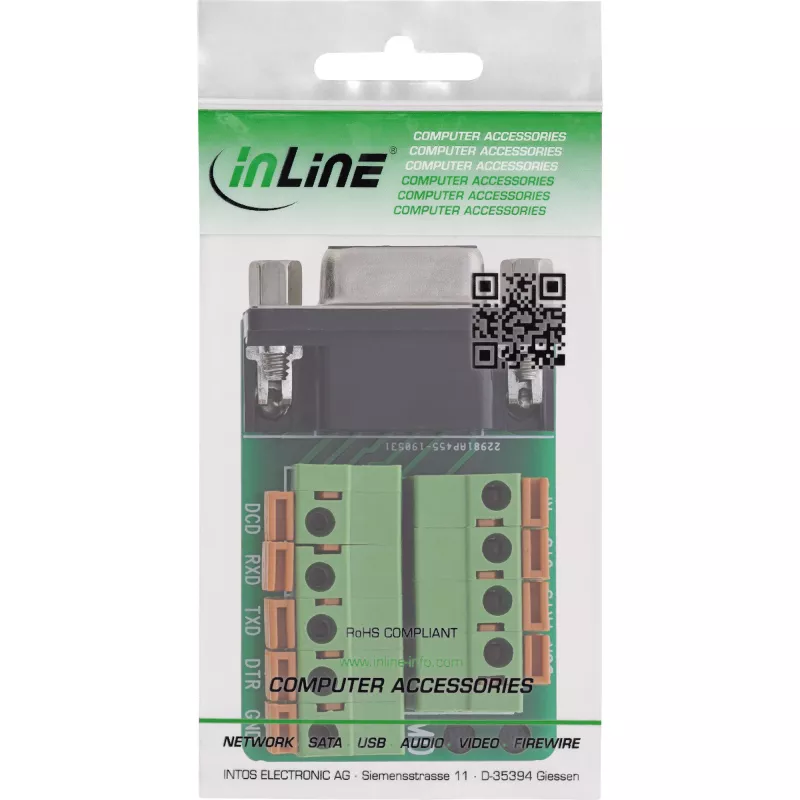 InLine 92501A Draadverbinder klemmenstrook / D-Sub 9 Zwart, Groen