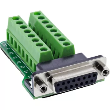 InLine 92502A Kabelverbinder klemmenstrook / D-Sub 15 Zwart, Groen