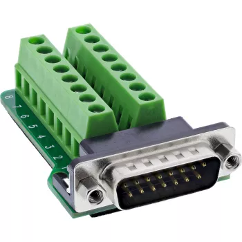 InLine 92502B Kabelverbinder klemmenstrook / D-Sub 15 Zwart, Groen