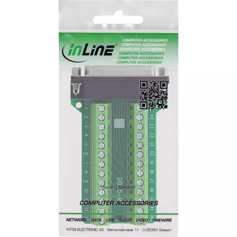 InLine 92502E Kabelverbinder klemmenstrook / D-Sub 25 Groen