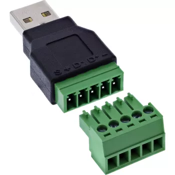 InLine 92504A Kabelverbinder USB-A / klemmenstrook, 5-polig Zwart, Groen