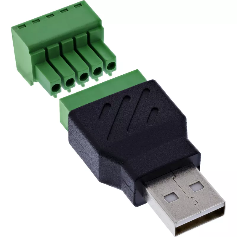 InLine 92504A Kabelverbinder USB-A / klemmenstrook, 5-polig Zwart, Groen
