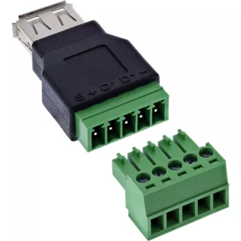 InLine 92504B Draadverbinder USB-A / klemmenstrook, 5-polig Zwart, Groen