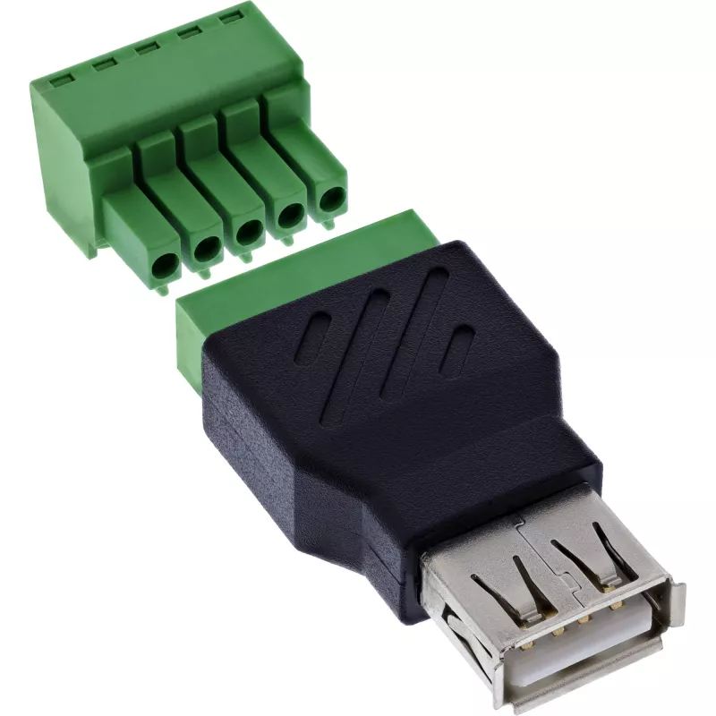 InLine 92504B Draadverbinder USB-A / klemmenstrook, 5-polig Zwart, Groen