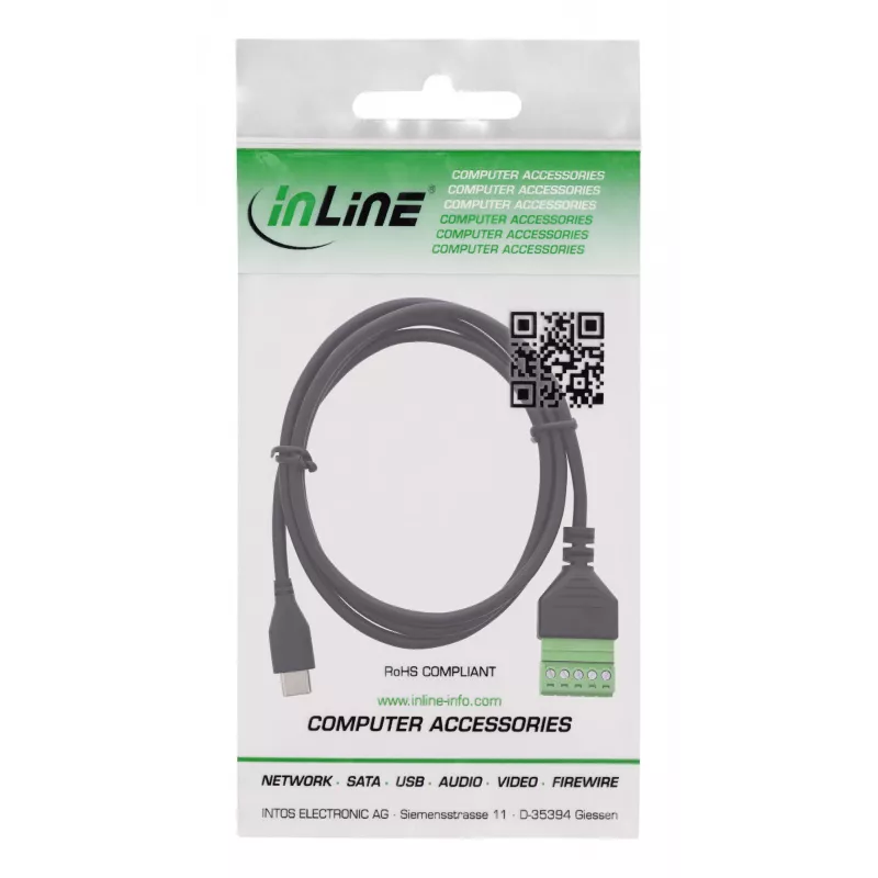 InLine 92504E Draadverbinder USB-C / klemmenstrook, 5-polig Zwart, Groen