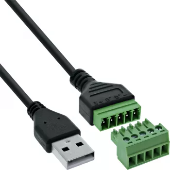 InLine 92504G Kabelverbinder USB-A / klemmenstrook, 5-polig Zwart, Groen