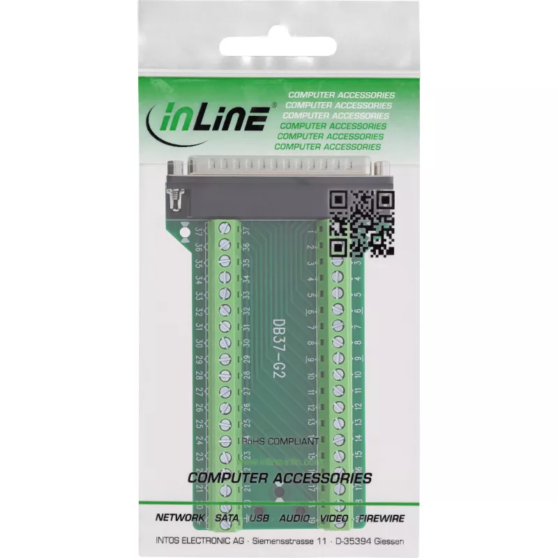 InLine 92502J Draadverbinder klemmenstrook / D-Sub 37 Zwart, Groen
