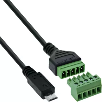 InLine 92504C Kabeladapter Micro USB / klemmenstrook, 5-polig Zwart, Groen