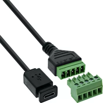 InLine 92504D draadverbinder micro-USB / klemmenstrook, 5-polig zwart, groen