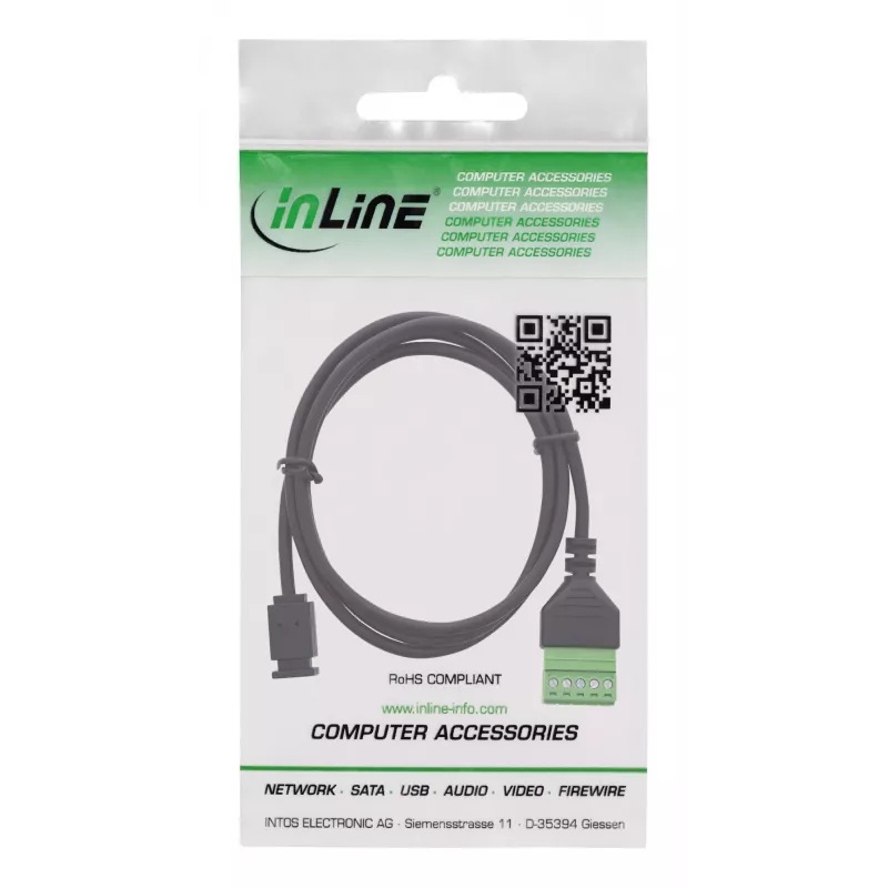 InLine 92504D draadverbinder micro-USB / klemmenstrook, 5-polig zwart, groen