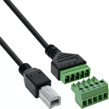 InLine 92504I kabelverbinder USB-B / klemmenstrook, 5-polig zwart, groen