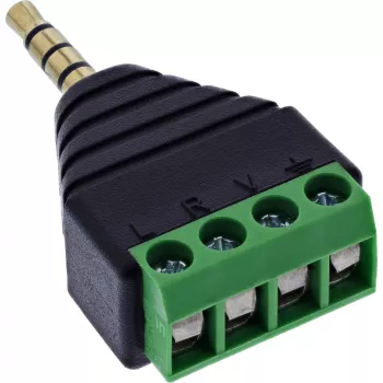 InLine 92504J kabelverbinder 3,5 mm 4-polige jackstekker TRRS / klemmenstrook 4 aansluitingen zwart, groen