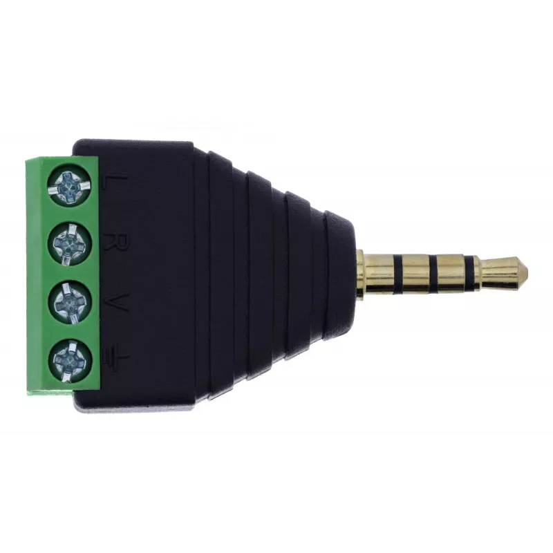 InLine 92504J kabelverbinder 3,5 mm 4-polige jackstekker TRRS / klemmenstrook 4 aansluitingen zwart, groen