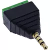 InLine 92504J kabelverbinder 3,5 mm 4-polige jackstekker TRRS / klemmenstrook 4 aansluitingen zwart, groen