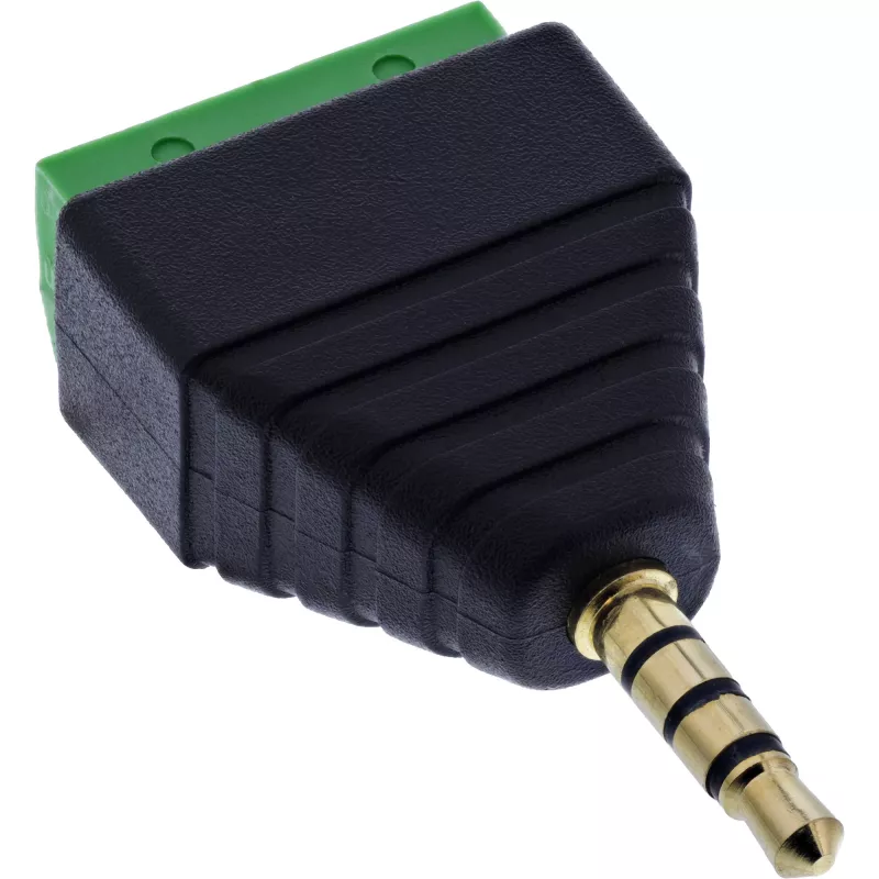 InLine 92504J kabelverbinder 3,5 mm 4-polige jackstekker TRRS / klemmenstrook 4 aansluitingen zwart, groen