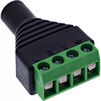 InLine 92504K kabeladapter 3,5 mm 4-polige jackbus TRRS / klemmenstrook 4 klemmen zwart, groen