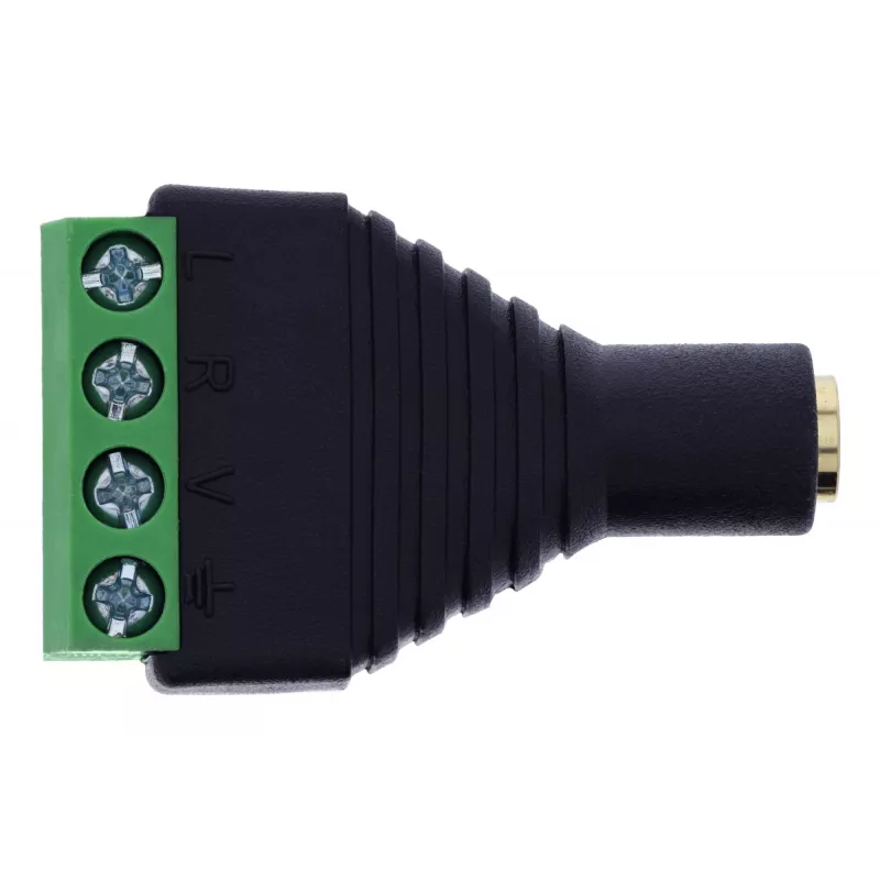InLine 92504K kabeladapter 3,5 mm 4-polige jackbus TRRS / klemmenstrook 4 klemmen zwart, groen