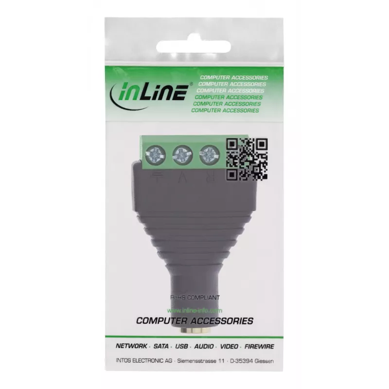 InLine 92504K kabeladapter 3,5 mm 4-polige jackbus TRRS / klemmenstrook 4 klemmen zwart, groen