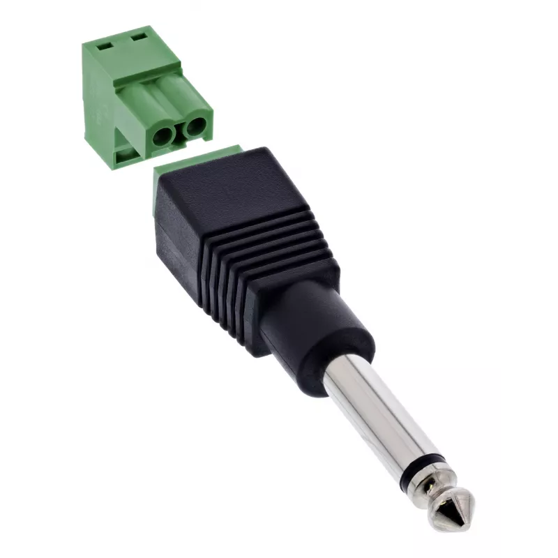 InLine 92504M draadverbinder 6,35 mm 2-polige jackstekker TS / rijgklem 2 klemmen zwart, groen
