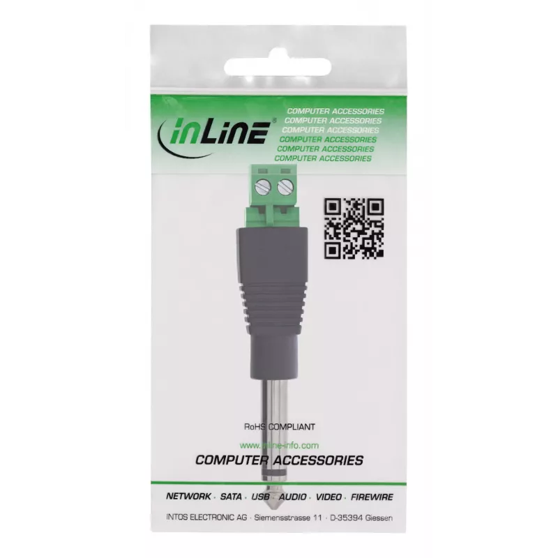 InLine 92504M draadverbinder 6,35 mm 2-polige jackstekker TS / rijgklem 2 klemmen zwart, groen