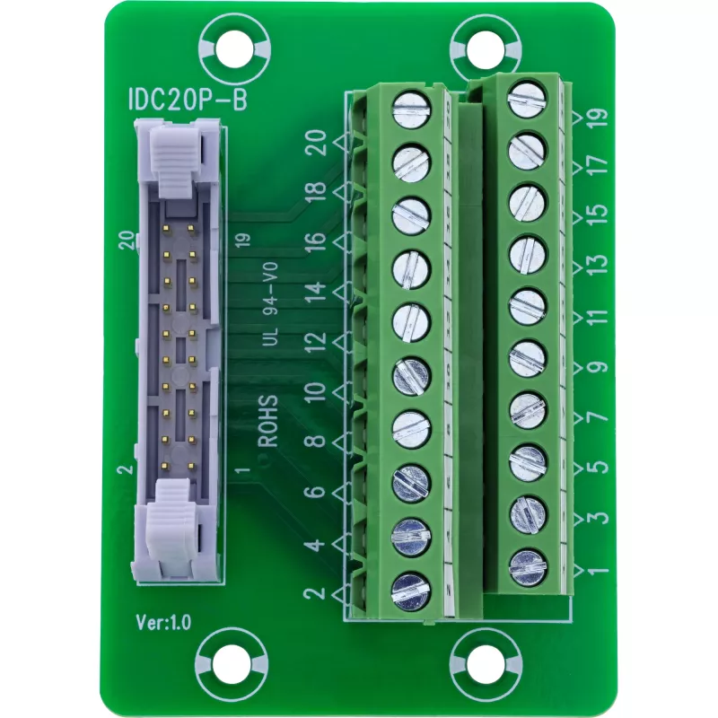 InLine 92504P IDC 20-aansluiting naar 10-polig klemmenblok, PCB-montage