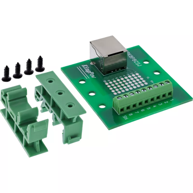 InLine 92505B RJ45-aansluiting klemmenblok, recht, DIN-rail