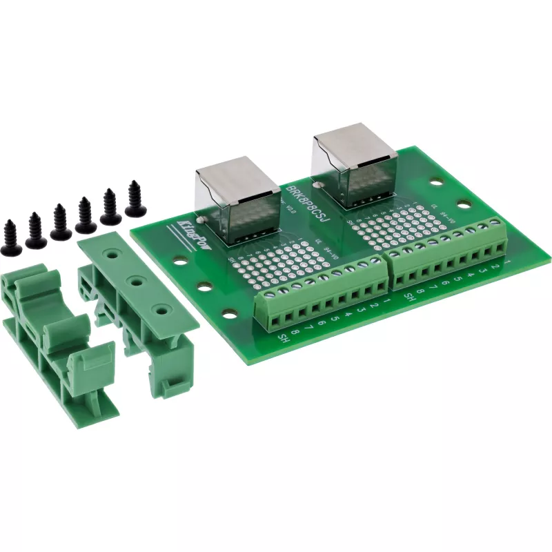InLine 92505C Dubbele RJ45-aansluiting klemmenblok, recht, DIN-rail