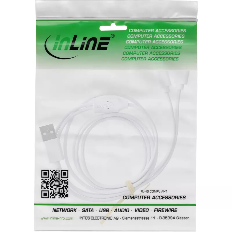InLine 35126W USB-kabel USB 2.0 0,5 m USB A 2 x USB C wit