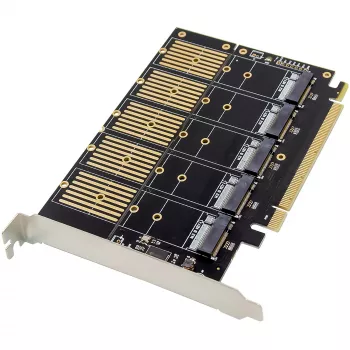 InLine 76619G Interfacekaart, PCIe x16 naar 5x M.2 Key B SATA, incl. low-profile beugel