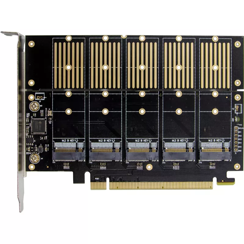 InLine 76619G Interfacekaart, PCIe x16 naar 5x M.2 Key B SATA, incl. low-profile beugel