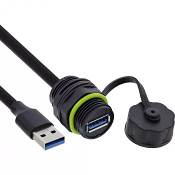 InLine USB-A-koppeling IP68 afgeschermd, female naar male, 0,5 m