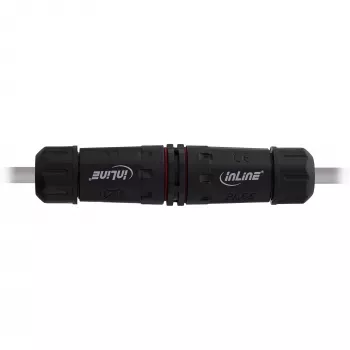 InLine 69927T IP68 netspanningskoppeling, 3-polig, 2-weg, M20, zwart