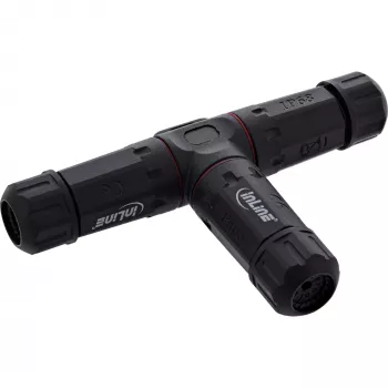 InLine 69927U IP68 netspanningskoppeling, 3-polig, 3-weg (T), M20, zwart