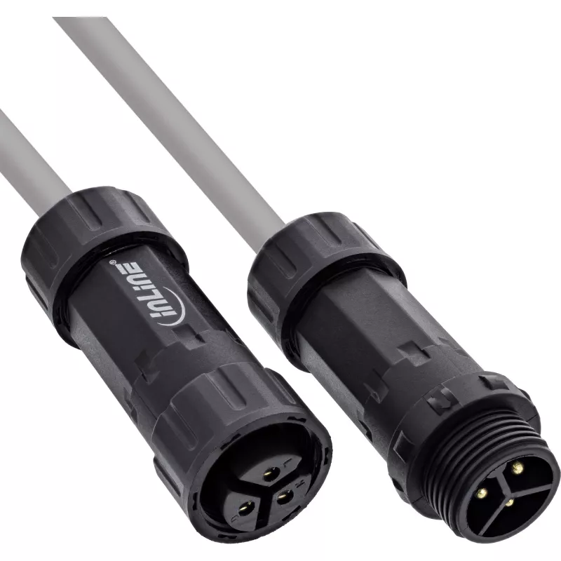 InLine 69927W IP68 netspanningskoppeling, 3-polig, stekker/aansluiting, M20, zwart