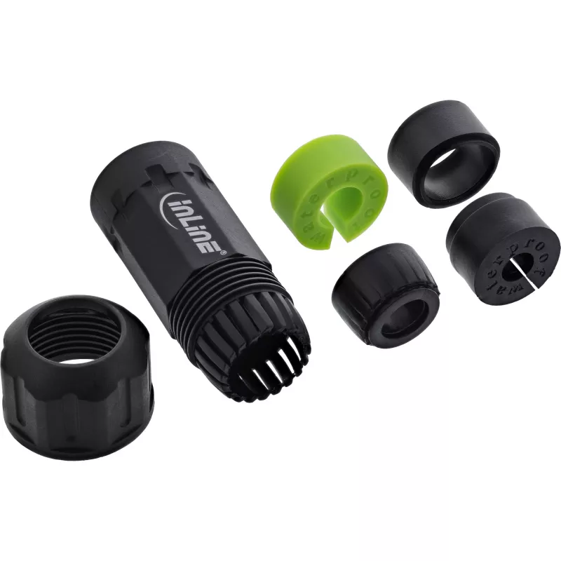 InLine 69927W IP68 netspanningskoppeling, 3-polig, stekker/aansluiting, M20, zwart