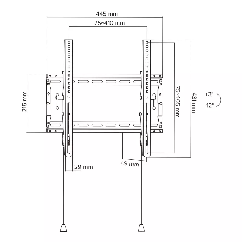 InLine 23101B tv-muurbeugel/standaard 177,8 cm (70 inch) zwart