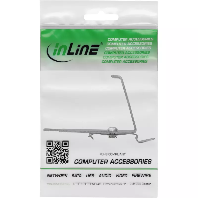 InLine 76203L Keystone SNAP-In metalen modulehouder, enkel, voor DIN-rail, met lipje