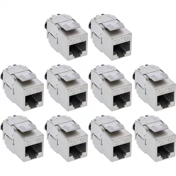 InLine 76202V Keystone RJ45-aansluiting slim, SNAP-In, Cat.6A, geïntegreerde kabelbinder, 10 stuks