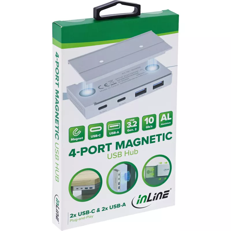 InLine 35395M interface-hub USB 3.2 Gen 2 (3.1 Gen 2) Type-C 10000 Mbit/s zilver