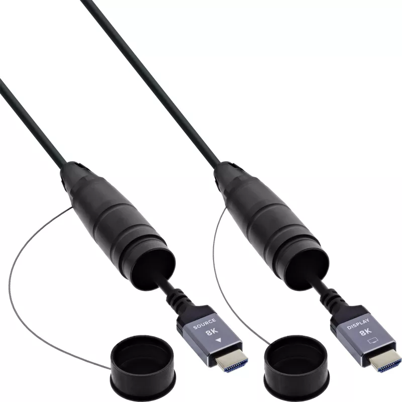 HDMI-kabel InLine 17950T, 50 m, HDMI Type-A stekker–stekker, HDMI 2.1, 48 Gbit/s, zwart