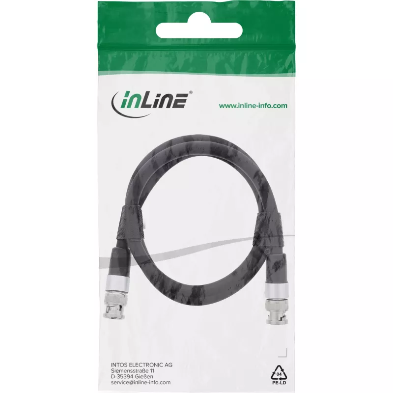 InLine BNC-videokabel, 12G-SDI, 4K60Hz, 75 Ohm, 2 m, 10802S