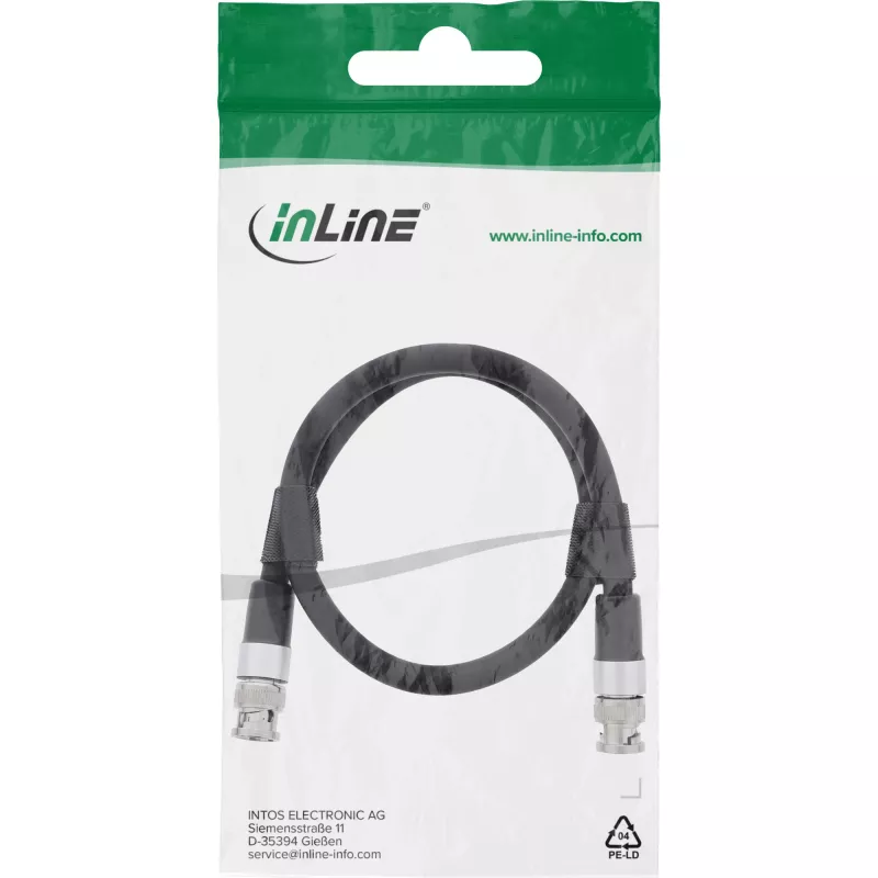 InLine BNC-videokabel, 12G-SDI, 4K60Hz, 75 Ohm, 0,5 m, 10855S
