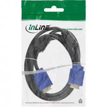 InLine 17715T S-VGA-kabel, 15-pins HD male/male, zwart, 1,5 m