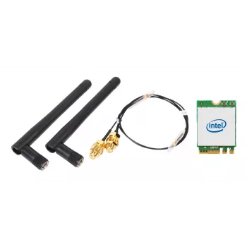 Draadloze WLAN/Bluetooth-kit SHUTTLE WLN-M12 met Intel AX210 M.2-kaart, triband Wi‑Fi 6E (2,4/5/6 GHz), 2x2, 2400 Mbit/s, externe antennes