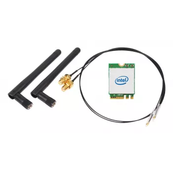 SHUTTLE WLN-M22 WLAN-kit — Intel AX210 M.2 Wi‑Fi 6E (triband 2.4/5/6 GHz) met Bluetooth 5.2 en 2x2 externe antennes
