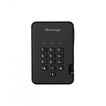 iStorage diskAshur2 256-bit 1 TB USB 3.2 veilig versleutelde solid-state drive – zwart IS-DA2-256-SSD-1TB-B