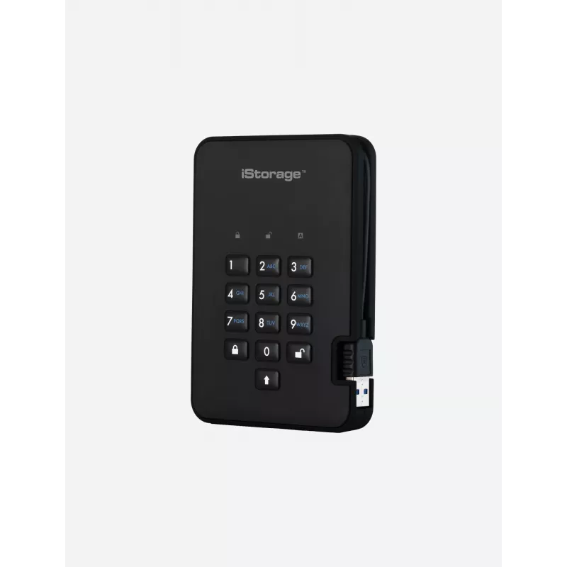 iStorage diskAshur2 256-bit 1 TB USB 3.2 veilig versleutelde solid-state drive – zwart IS-DA2-256-SSD-1TB-B
