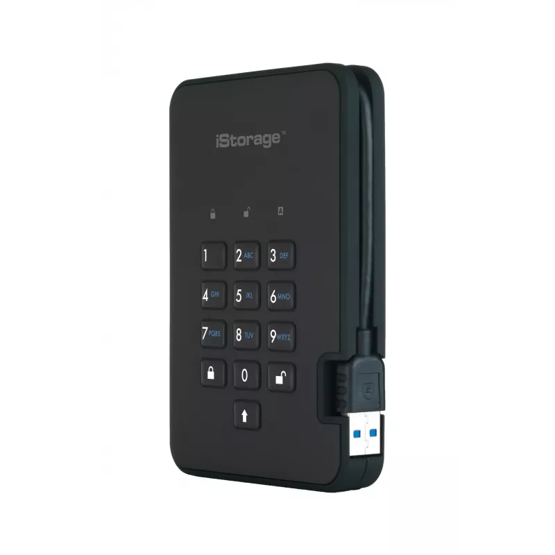 iStorage diskAshur2 256-bit 1 TB USB 3.2 veilig versleutelde solid-state drive – zwart IS-DA2-256-SSD-1TB-B