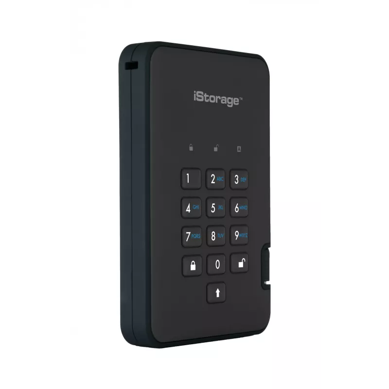 iStorage diskAshur2 256-bit 1 TB USB 3.2 veilig versleutelde solid-state drive – zwart IS-DA2-256-SSD-1TB-B