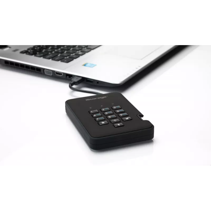 iStorage diskAshur2 256-bit 1 TB USB 3.2 veilig versleutelde solid-state drive – zwart IS-DA2-256-SSD-1TB-B